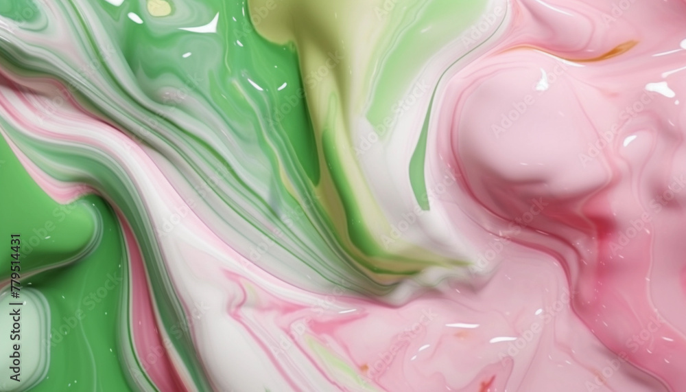 Abstract background of mixing pigment in green and pink Abstract background of mixing pigment in green and pink
