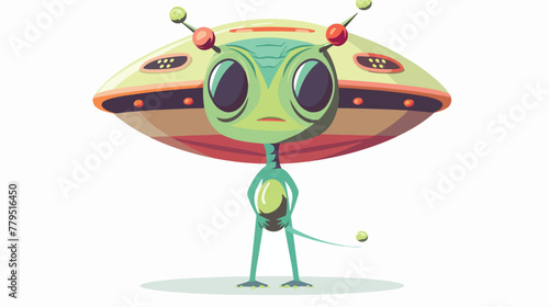 Vector cartoon alien. martian ufo isolated on white F