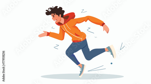 Vector illustration of a person in a hurry worried