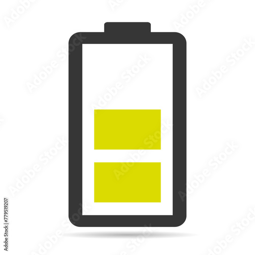 Power technology shadow icon, battery web shape design, energy level vector illustration