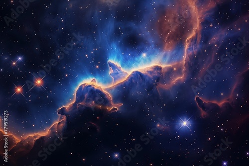 Deep space nebula, vibrant colors, wide shot
