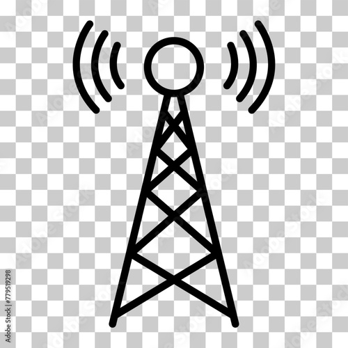 Signal tower icon, wireless technology network sign, antenna wave radio vector illustration