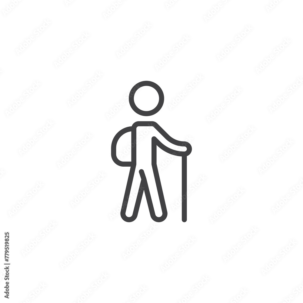 Hiker with backpack line icon Hiker with backpack line icon
