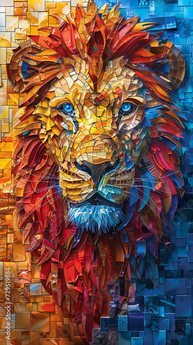 A colorful lion with a blue eye is the main focus of the image © Wonderful Studio