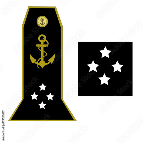 Galon de l'armée de la marine nationale française des officiers généraux: vice-amiral d'escadre