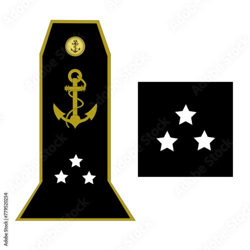 Galon de l'armée de la marine nationale française des officiers généraux: vice-amiral