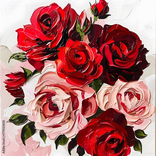 Modern-style gift box with red and pink roses, presented in a contemporary art style. © Hasanul