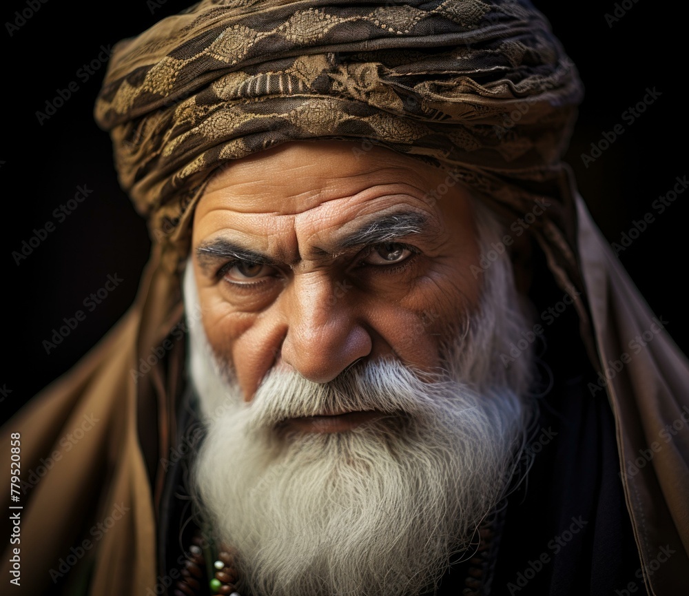 A close up of a man with white hair and beard. Generative AI. A close up of a man with white hair and beard. Generative AI.