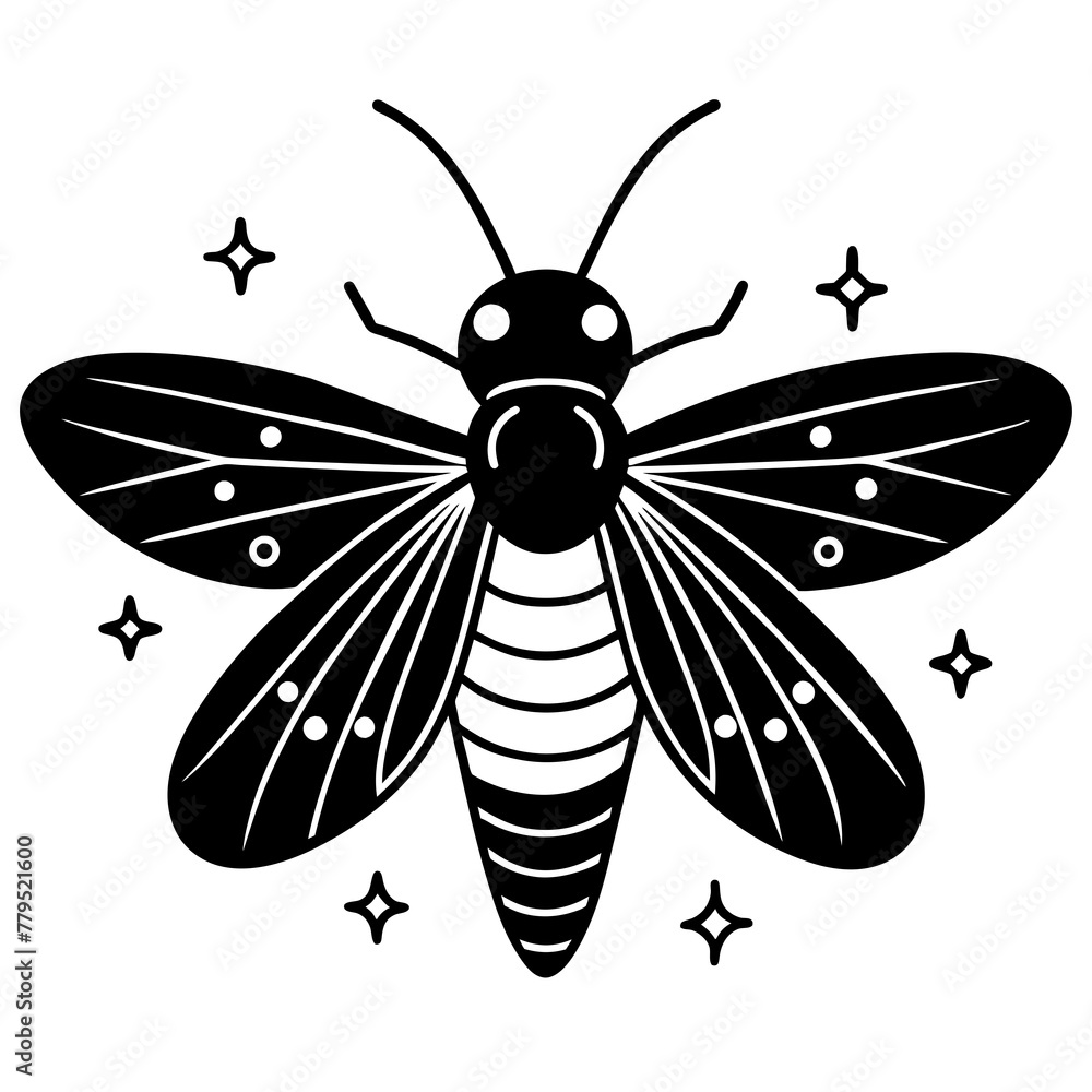 Poster fairfly vector, black bee silhouette vector illustration,icon ...