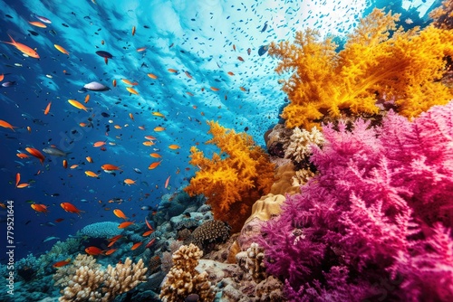 Underwater scenery  Underwater coral reefs teeming with colorful sea life  Ai generated