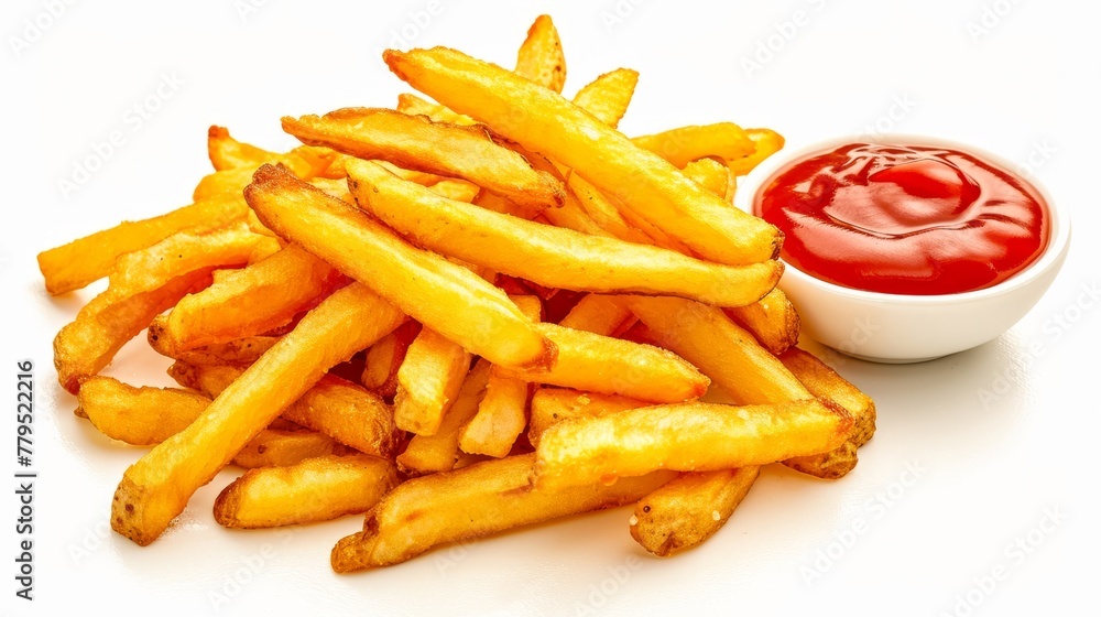 Tasty french fries and ketchup, delicious food. Tasty french fries and ketchup, delicious food.