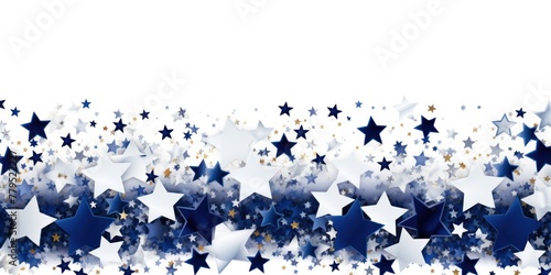 indigo stars frame border with blank space in the middle on white background festive concept celebrations backdrop with copy space for text photo or presentation