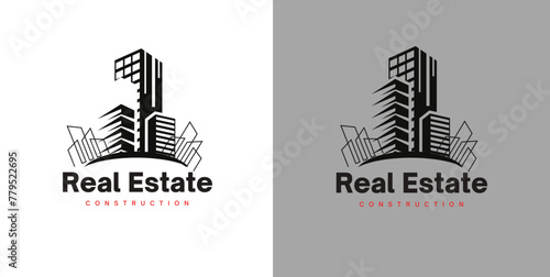 building logo design inspiration. Set of modern building logo Premium Vector. Print photo