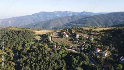 Aerial view of Village of Yavrovo with Authentic nineteenth century houses, Plovdiv Region, Bulgaria photo
