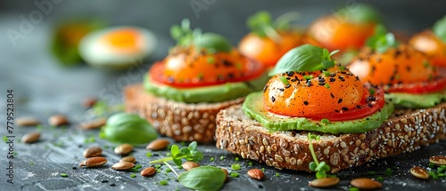 Plant-Based Avocado Toast with Pumpkin Seeds on Rye Bread: A Clean and Vegetarian Option. Concept Food, Avocado toast, Plant-based, Vegetarian, Healthy option