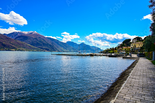 Panorama of Lake Como, along a stretch of the Passeggiata dell'amore, Pianello del Lario. photo