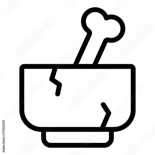 Mortar with bone primitive icon