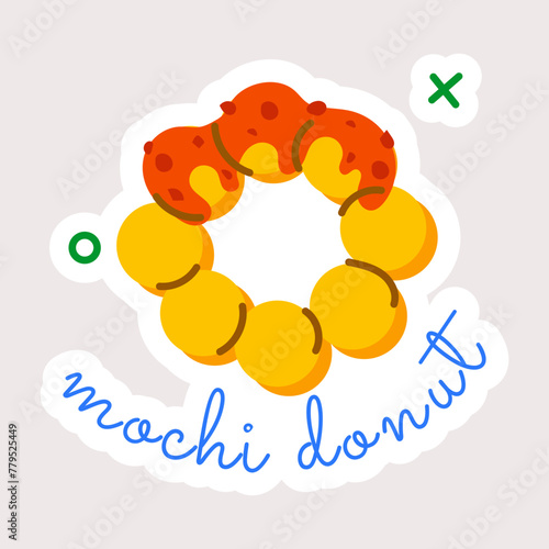 Download flat sticker of mochi donut 