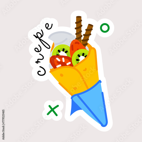 A handy flat style sticker of crepe 