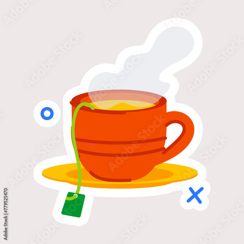 A scalable flat sticker of instant tea 