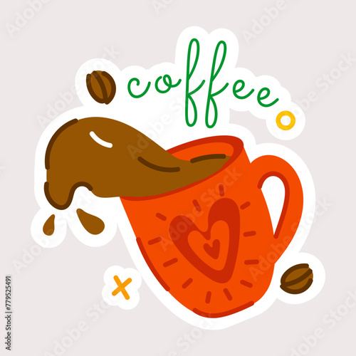 Get this flat sticker of coffee spill 