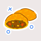 Check out flat sticker of curry bread 