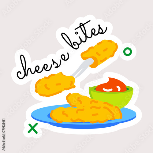 Here’s a flat sticker of cheese bites 