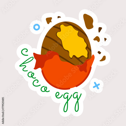 Check out flat sticker of choco egg 