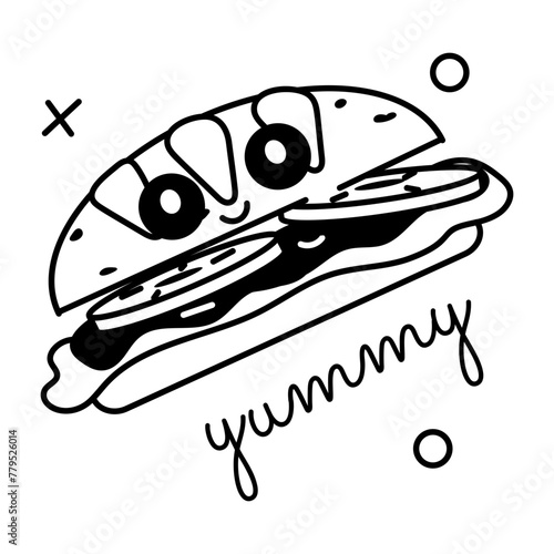 An eye catchy glyph sticker of yummy burger 