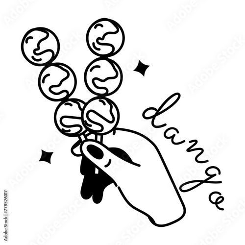 An editable glyph sticker of dango balls