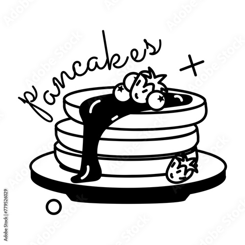 Download a well-designed glyph sticker of pancakes 