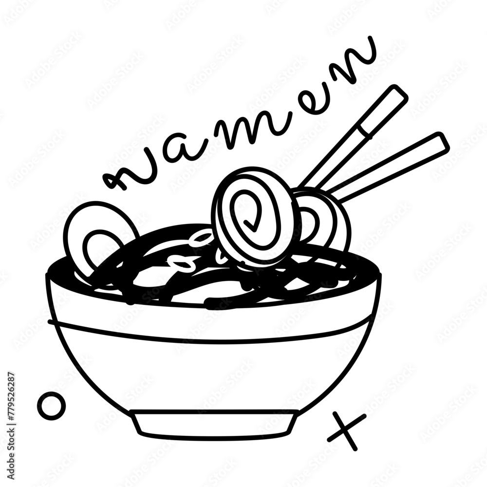 A glyph sticker of ramen bowl A glyph sticker of ramen bowl