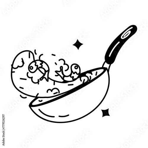 A glyph sticker of cooking seafood 