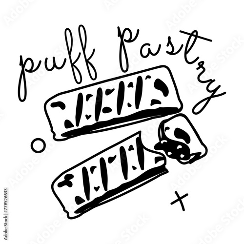 Modern glyph style sticker depicting puff pastry 