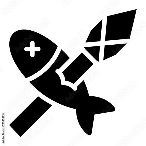 Fish hunting primitive icon