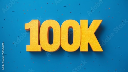yellow 100k in a blue background