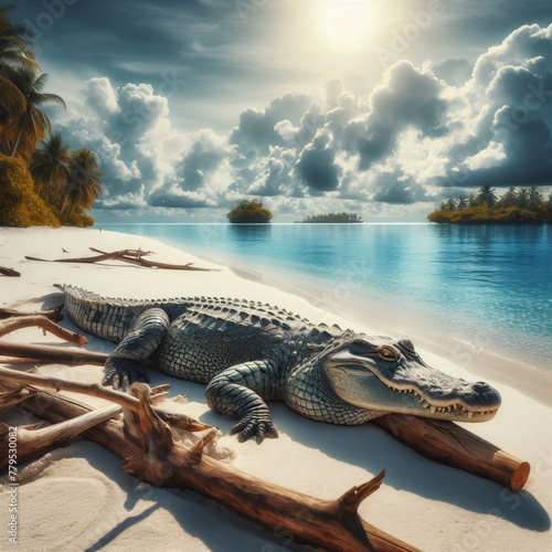 crocodile on the beach