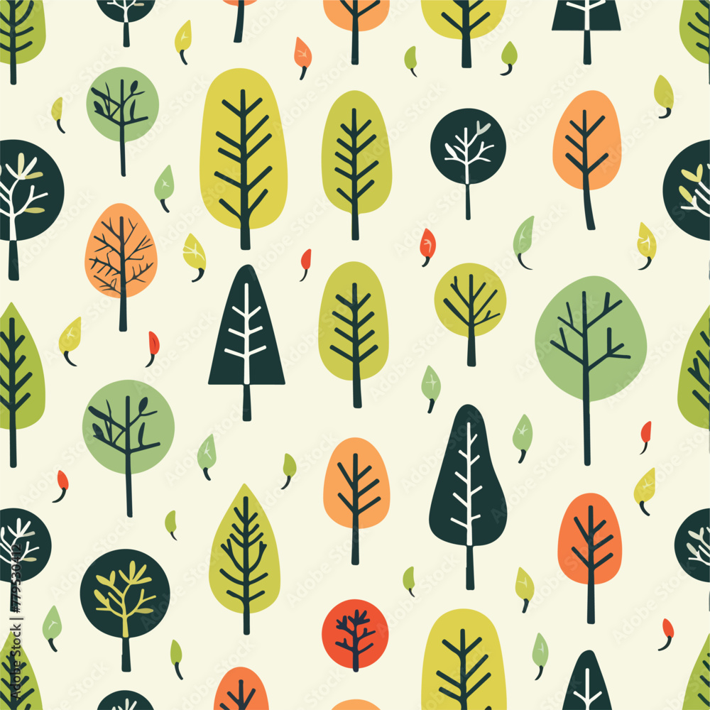 Full covered trees and leaf flat design for background Full covered trees and leaf flat design for background
