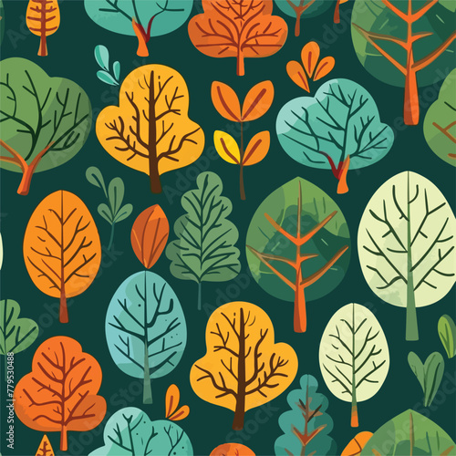 Full covered trees and leaf flat design for background © Solidasrock