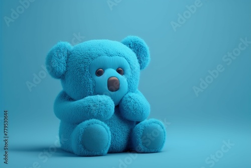 AI generated illustration of a blue bear on the blue background