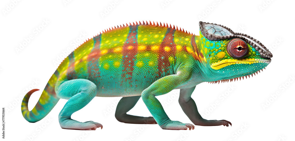 Obraz premium Vibrantly colored chameleon cut out