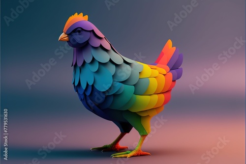 AI generated illustration of a colorful chicken © Wirestock