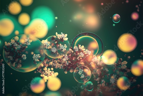AI generated illustration of a decorative spring bokeh background with flowering branches © Wirestock