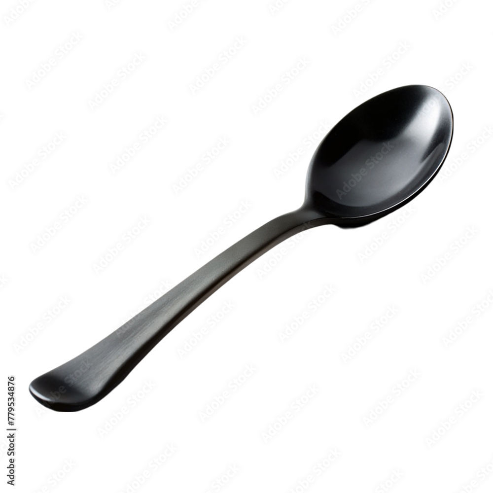 Black empty spoon isolated on transparent background Black empty spoon isolated on transparent background