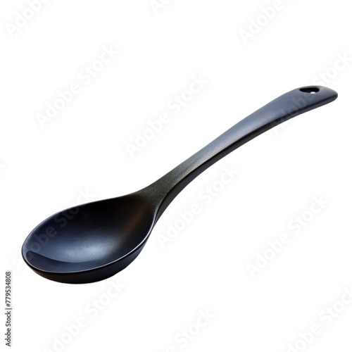 Black empty spoon isolated on transparent background