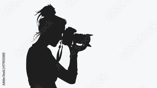 A black silhouette of a female photographer taking photo photo