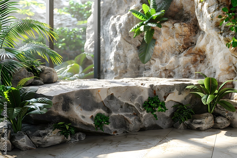 Obraz premium Rock With Plants Growing Out