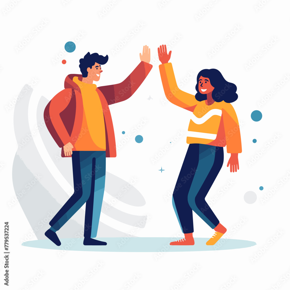 Happy young couple dancing and having fun. Vector illustration in flat style Happy young couple dancing and having fun. Vector illustration in flat style