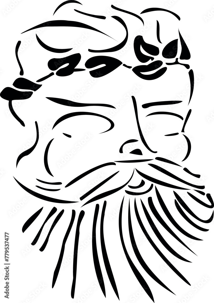 Portrait of a male face with beard on the white backround Portrait of a male face with beard on the white backround