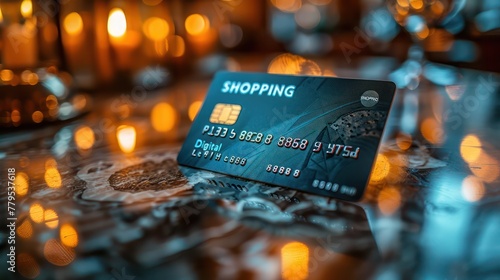 A black shopping card with a digital chip on it